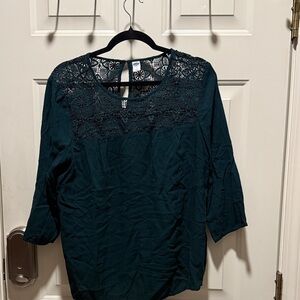 Old Navy Dark Green Lace Blouse